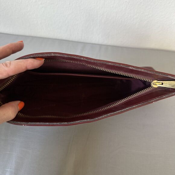 VTG 80s ETIENNE AIGNER Handbag Burgundy Leather Clutch 13" X 6.5" X 2.5" - Picture 6 of 8